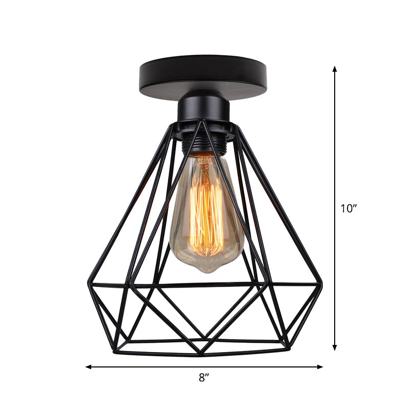 Retro enkele Black Diamond badkamerplafondlamp - halfverzonken montage