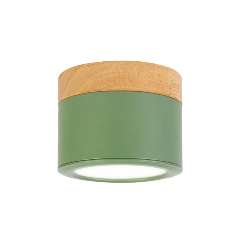Plafoniera rotonda da incasso in acrilico Macaron Loft per corridoio bagno - Lampada piccola verde/grigio/bianco