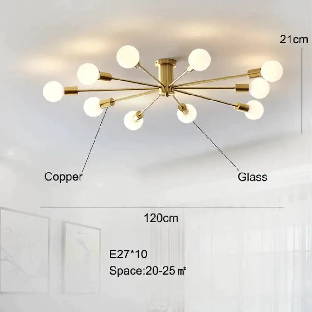 Plafonnier en cuivre moderne salle à manger en laiton plafonnier salon luminaires LED Lustres de cuisine lumières éclairage de plafond nordique chambre à coucher