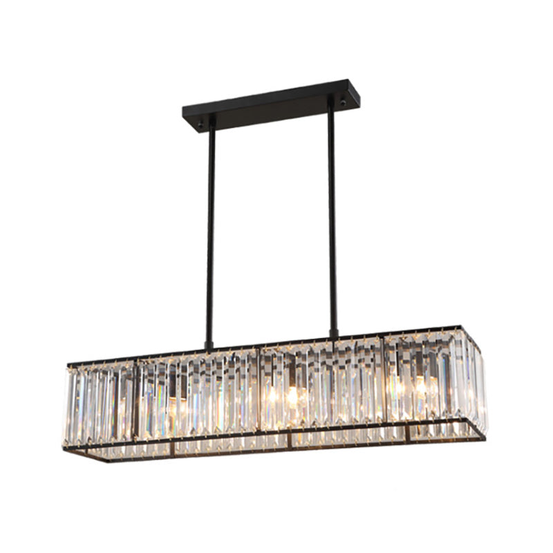 Lámpara de techo colgante rectangular de 3 cabezales de cristal nórdico en bronce