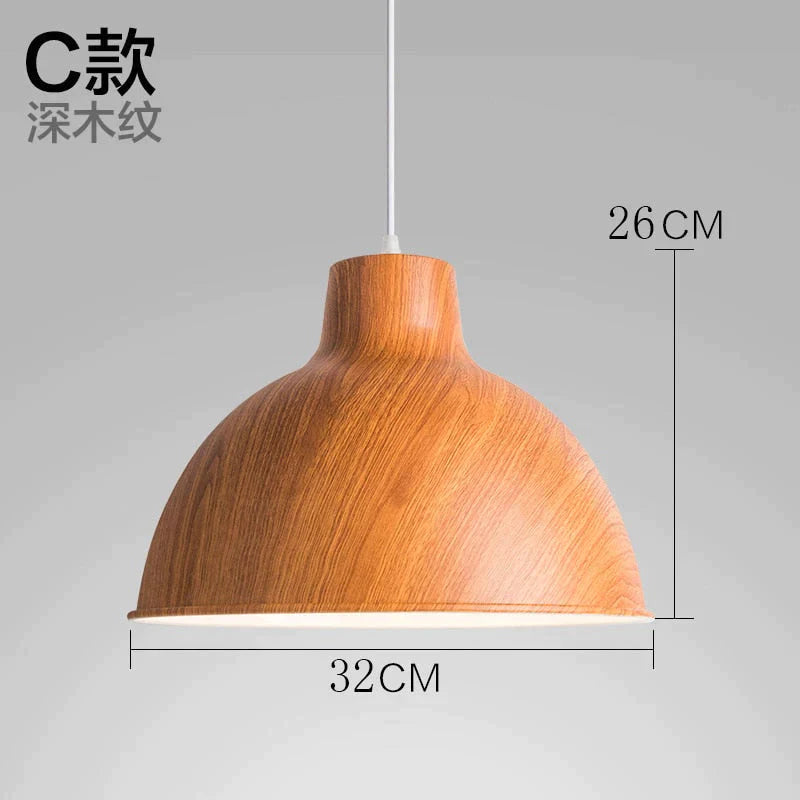 Scandinavische moderne houtnerf spuitverf aluminium hanglampen, woonkamer eetkamer bureau nachtkastje decoratieve verlichtingslampen