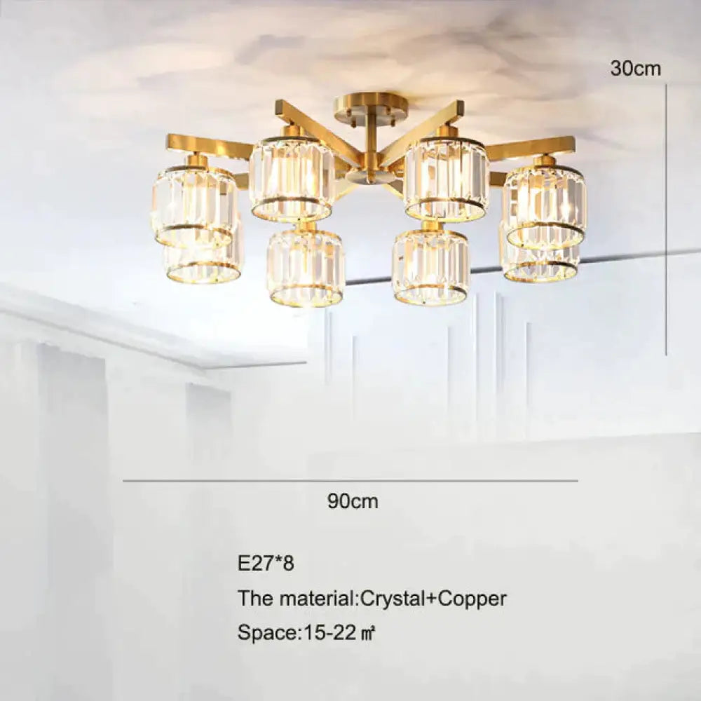 Luces de techo de cristal para dormitorio, lámpara de cobre de diseño moderno, lámpara Led para comedor, lámpara de techo para cocina, Lustre de cristal para sala de estar