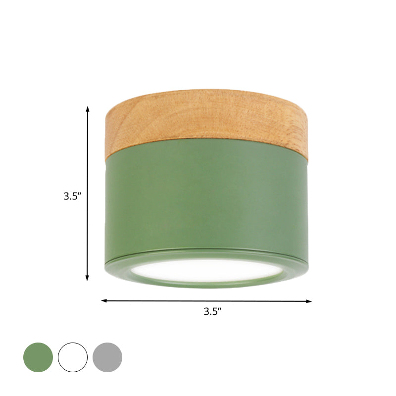 Plafoniera rotonda da incasso in acrilico Macaron Loft per corridoio bagno - Lampada piccola verde/grigio/bianco