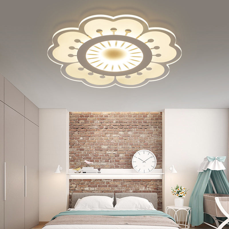 Modern Acrylic White Flush Mount Ceiling Light for Flower-Themed Living Rooms