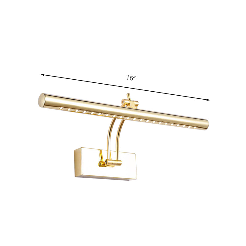 Lámpara de pared LED para baño con pantalla tubular de metal - Acabado cromado/dorado, 16