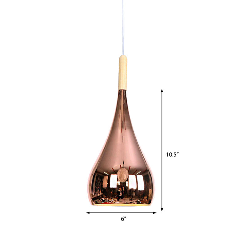 Lampada a sospensione a goccia Lampada da soffitto moderna in metallo cromato/oro rosa per cucina