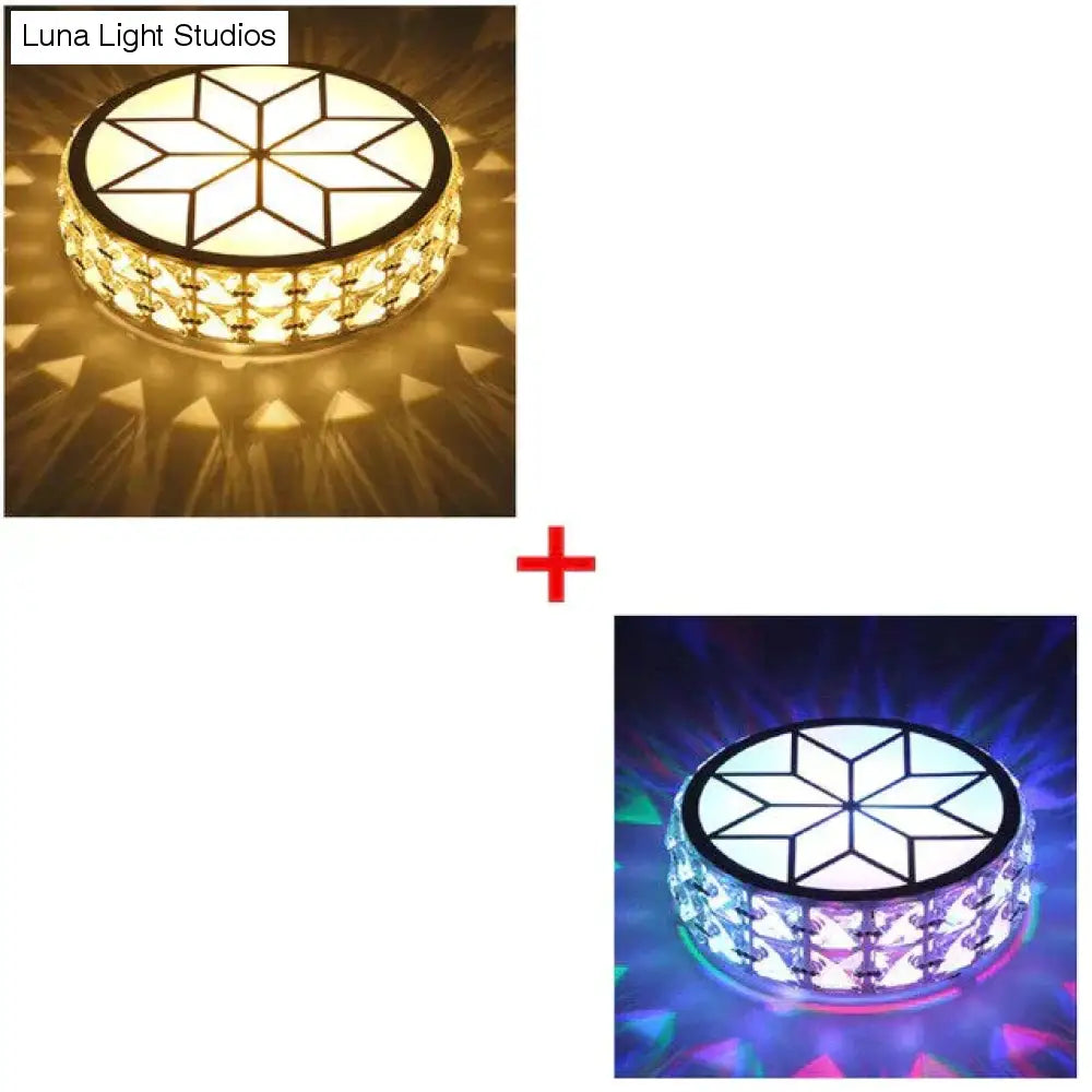 6W/12W Modern Metal Crystal Ceiling Light Lamp For Hallway Dinning Room Flush Mounted Glass Lampshade Round Aisle Veranda Light