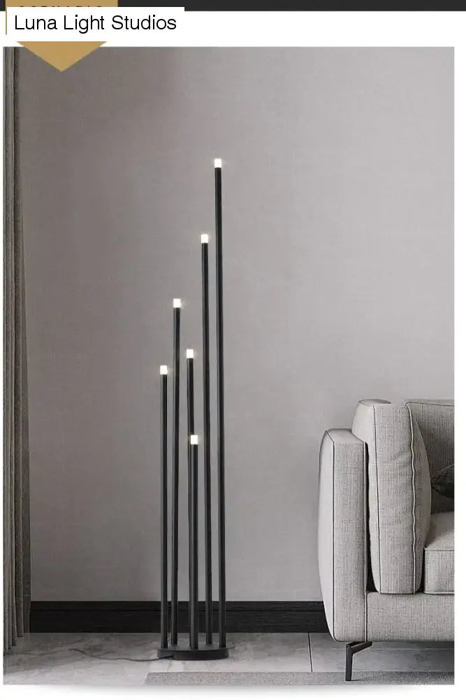 Moderne simple personnalité noir multi-tête lampadaire LED branche lampe sur pied salon lampe de lecture chambre chevet lampadaire