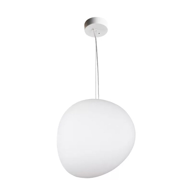 Lámpara colgante de comedor de guijarros flotantes, cristal crema, 1 cabezal, lámpara de techo colgante minimalista en blanco, 9