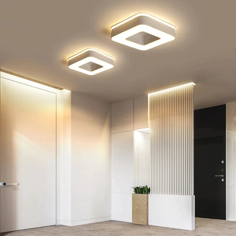 Candelabro LED moderno de 240mm de diámetro para pasillo, dormitorio, candelabro Led cuadrado/redondo/triangular en blanco o negro