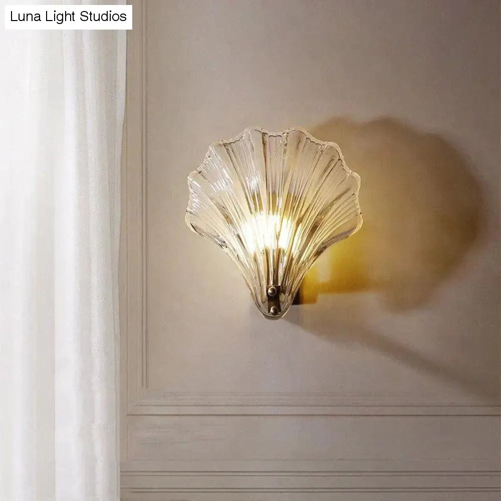 Shell Wandleuchte Postmodern Luxus Schlafzimmer Nachttisch Wohnzimmer Wand TV Hintergrund Einfache kreative Persönlichkeit Kupfer Wandleuchte