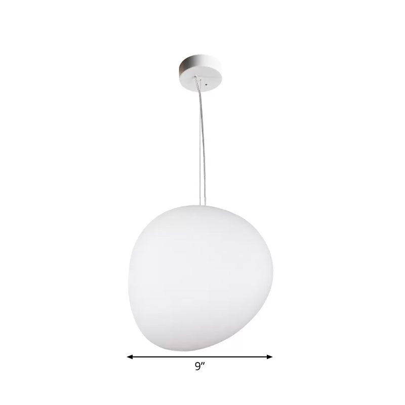 Lámpara colgante de comedor de guijarros flotantes, cristal crema, 1 cabezal, lámpara de techo colgante minimalista en blanco, 9