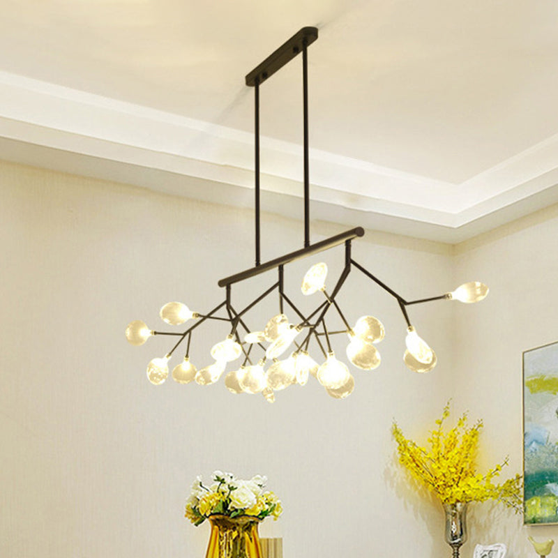 Modern Bubble Chandelier with Clear Glass, 27 Heads, Black/Gold - Dining Room Hanging Light Kit