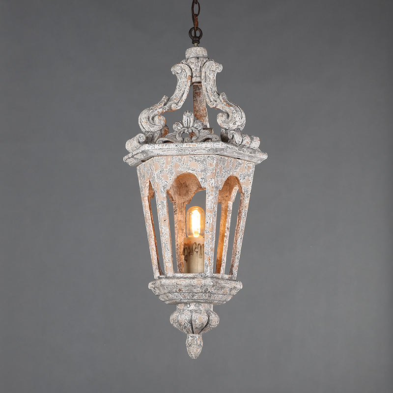 Lampada a sospensione a padiglione rurale Lampada da soffitto a sospensione in legno invecchiato a 1 luce per soggiorno