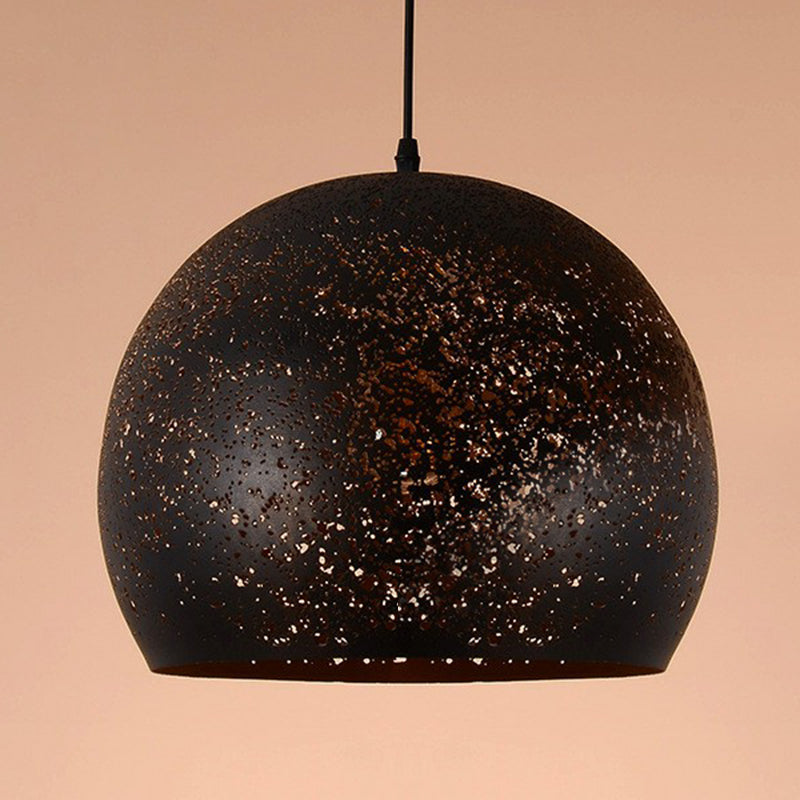 Ausgehöhlte Metall-Pendelleuchte, Retro-Hängeleuchte mit 1 Licht und schwarzem Finish für Restaurants