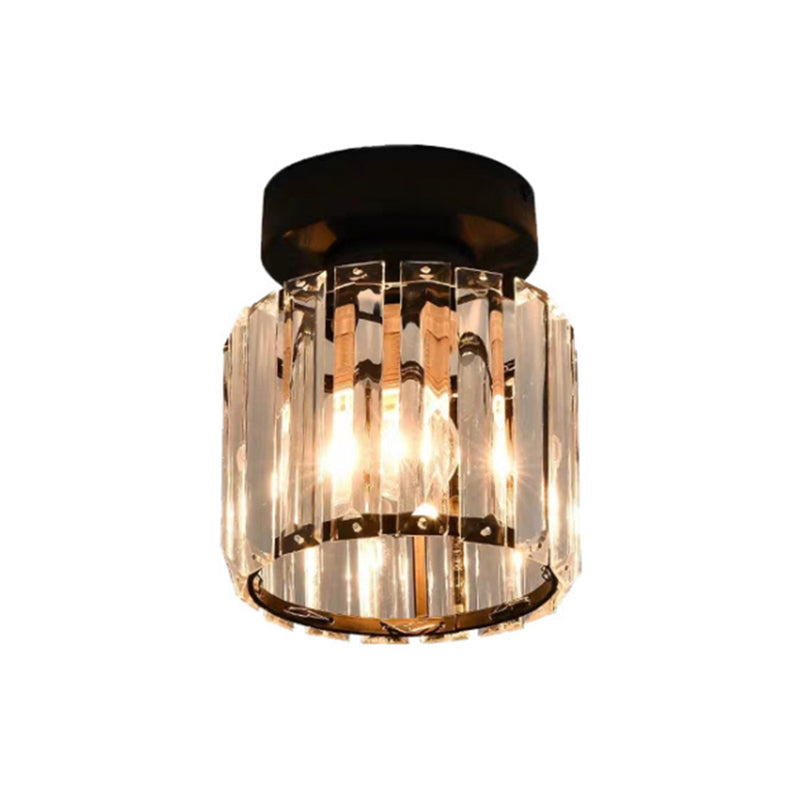 Zwarte eigentijdse geometrische inbouwplafondlamp met tri-prisma-kristal - 1-lichts gangverlichting