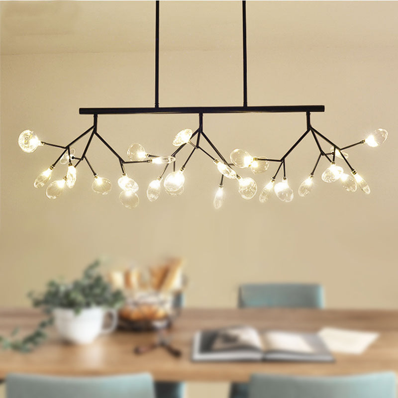Modern Bubble Chandelier with Clear Glass, 27 Heads, Black/Gold - Dining Room Hanging Light Kit