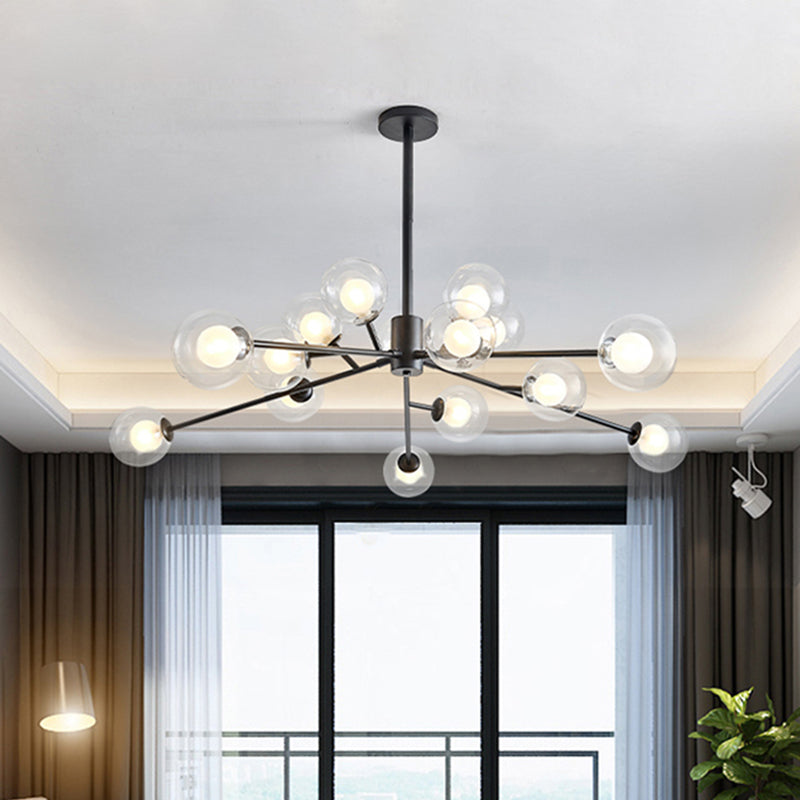 Modern Large Chandelier: 15/18 Lights, Restaurant Hotel Branch, Metal, Black/Gold Hanging Lamp
