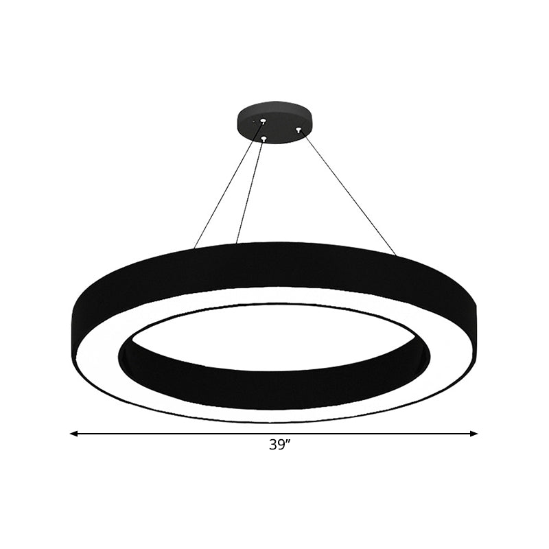 Kreisförmiges LED-Pendelleuchten-Set, minimalistische Büro-Hängelampe aus Acryl in Schwarz, 16