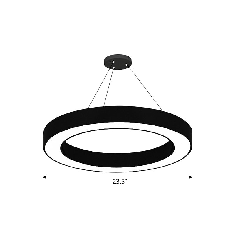 Kreisförmiges LED-Pendelleuchten-Set, minimalistische Büro-Hängelampe aus Acryl in Schwarz, 16