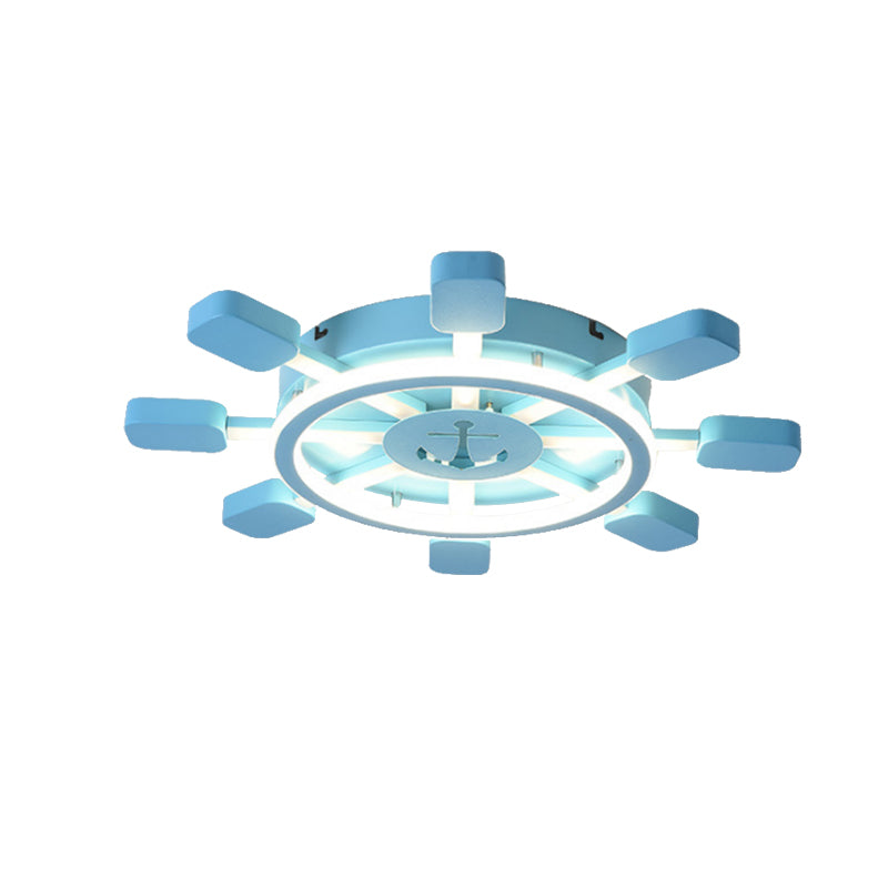 Blue Rudder Flush Mount Light: Nautical Style for Boys Bedroom
