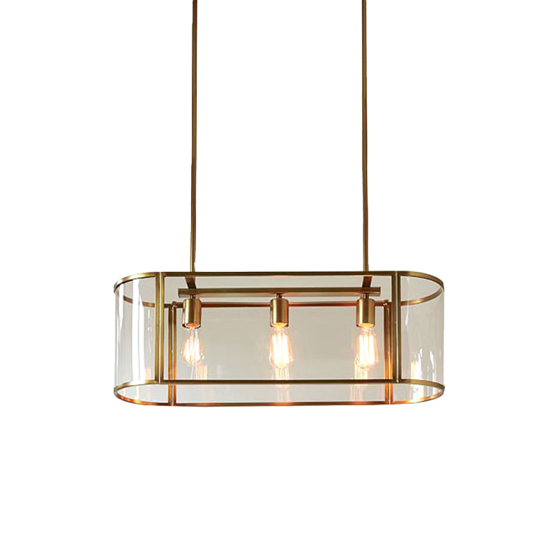 Mid Century Gold Translucent Glass Pendant Light - 3 Head Suspended Fixture