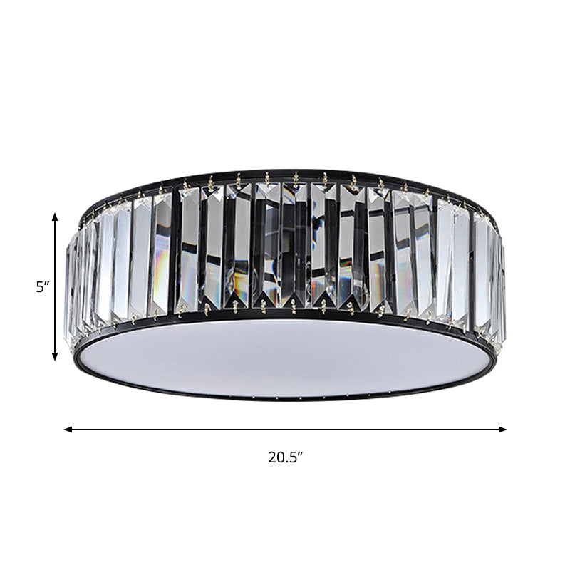 Eenvoudige trommel-inbouwlamp met kristallen schaduw - Zwart/brons 3/4/5-lichtarmatuur voor slaapkamers