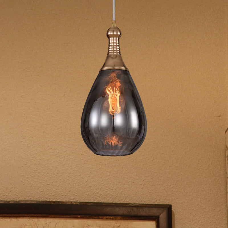 Schwarz/Messing-Tropfen-Deckenleuchte, industrielles klares/bernsteinfarbenes/graues Wasserglas, 1-Licht-Schlafzimmer-Hängeleuchte