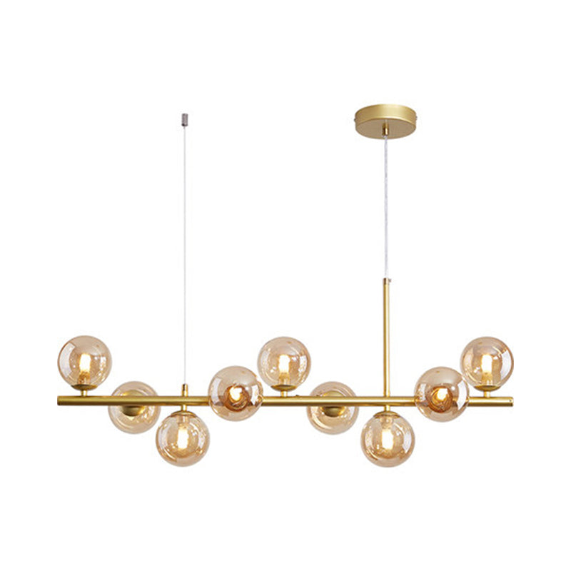 Lampada a sospensione postmoderna con sfera di vetro per cucina - Diversi colori e finitura oro/nera - 7/9/11 luci