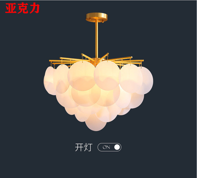 Skyla - Lampadario a sospensione moderna per sala da pranzo a dischi a strati in ottone-bianco
