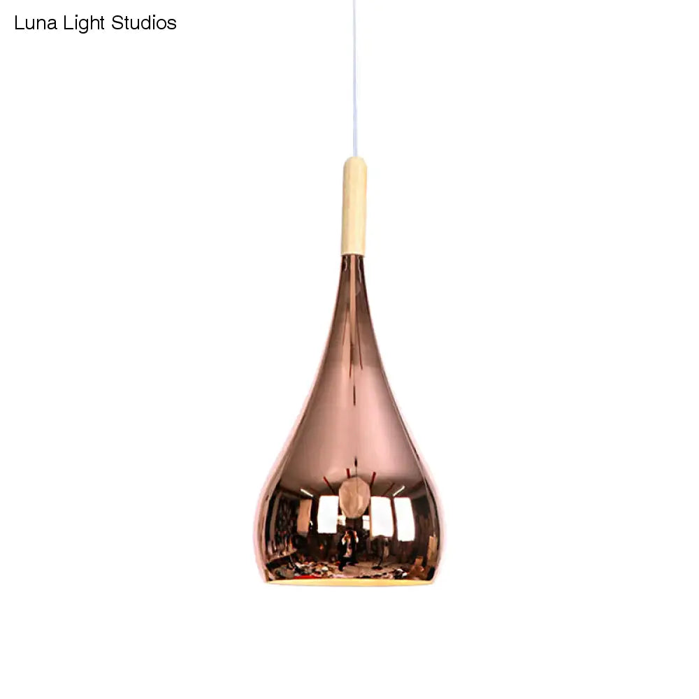 Lampada a sospensione a goccia Lampada da soffitto moderna in metallo cromato/oro rosa per cucina