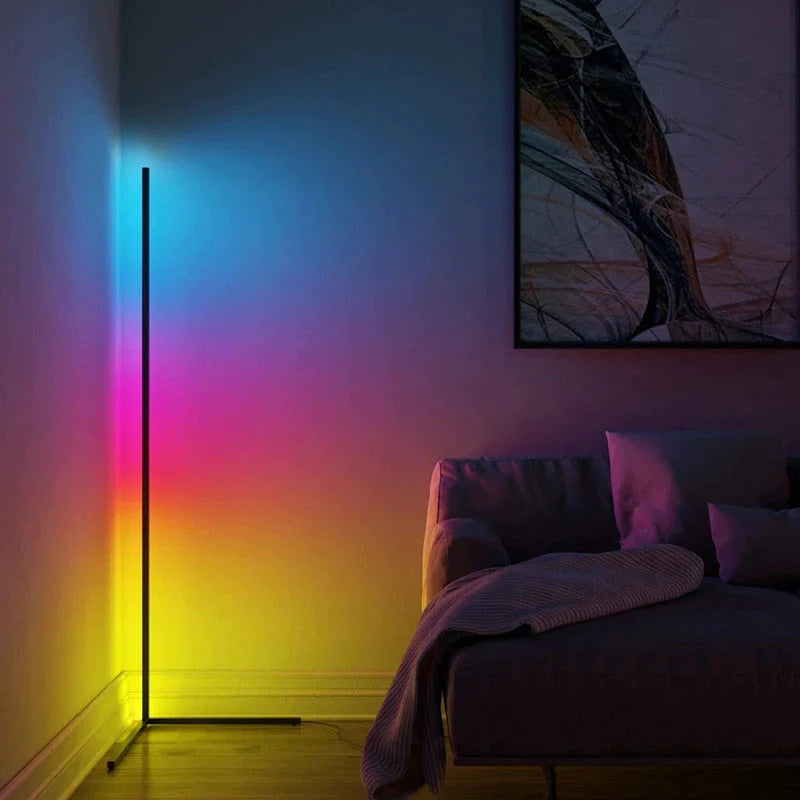 Lampadaire LED nordique RGB coin LED Angle droit lampadaires coloré chambre lampe éclairage télécommande coin lampe sur pied