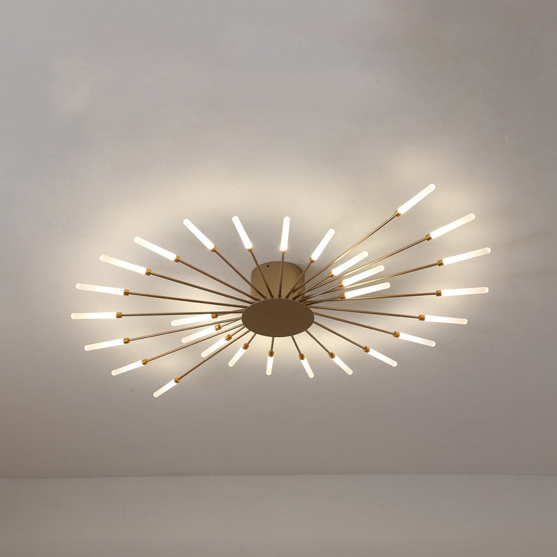 Lámpara de techo contemporánea negra/dorada con LED acrílico para dormitorio - Montaje semiempotrado (12/18/28 luces)