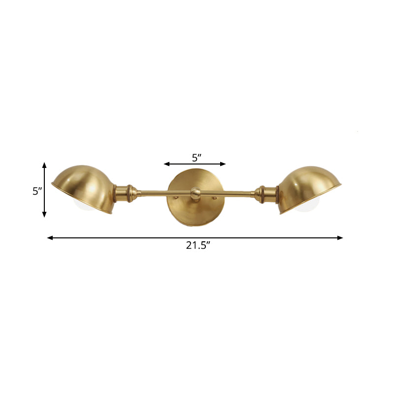 Lampada da parete moderna a forma di ciotola in ottone con 2 teste - Illuminazione con applique per camera da letto