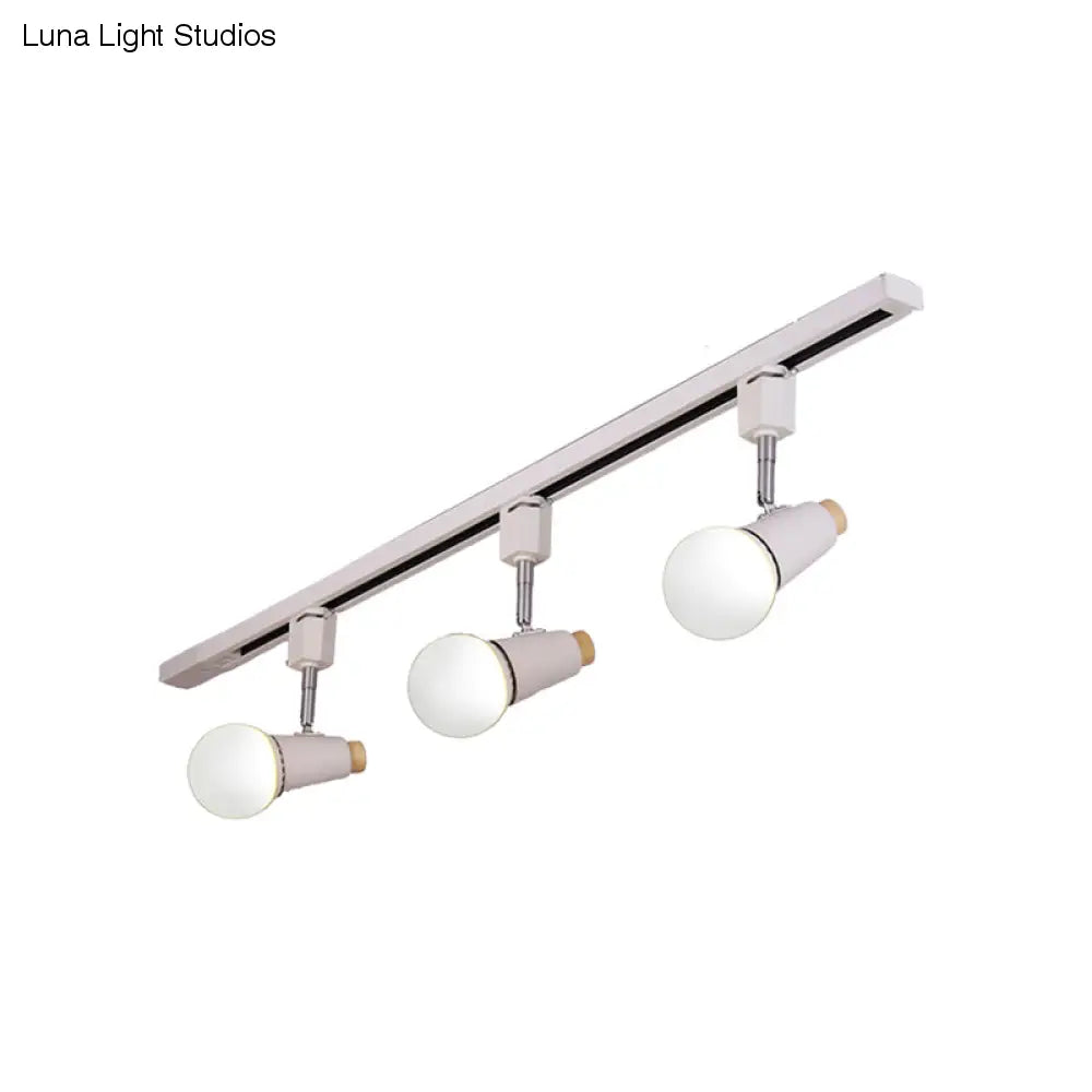 Industriële metalen lineaire plafondlamp - 3/4-kops verstelbare semi-inbouwrailarmatuur met komvormige kap in zwart/wit