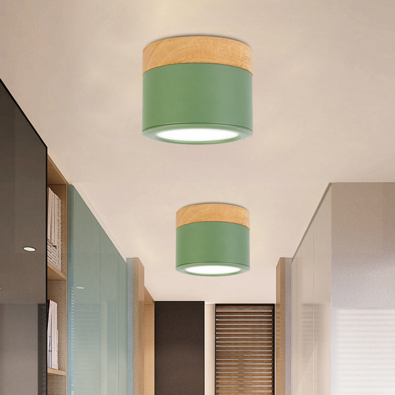 Plafoniera rotonda da incasso in acrilico Macaron Loft per corridoio bagno - Lampada piccola verde/grigio/bianco