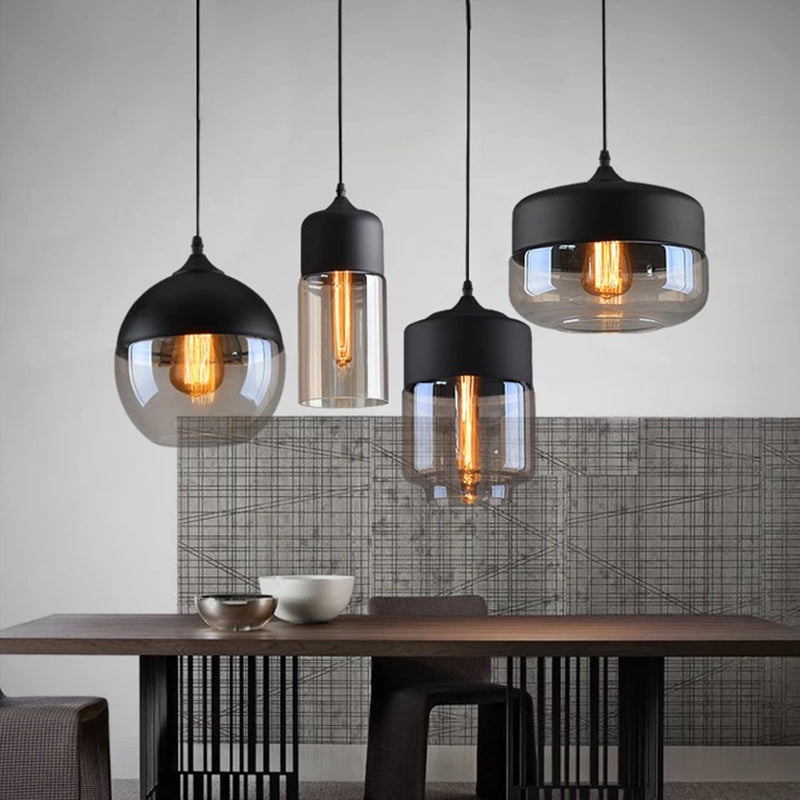 1-lichts hanglamp retro industriële stijl glazen hangende plafondverlichting voor restaurant
