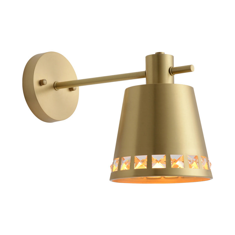 Moderne koperen wandkandelaar met tonvormige kap – badkamerwandlamp met 1 lamp