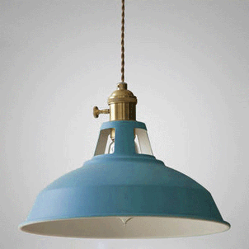 Illuminazione a sospensione a 1 luce in metallo con paralume industriale Macarons per ristorante