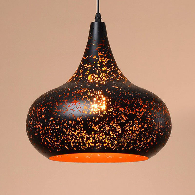 Ausgehöhlte Metall-Pendelleuchte, Retro-Hängeleuchte mit 1 Licht und schwarzem Finish für Restaurants