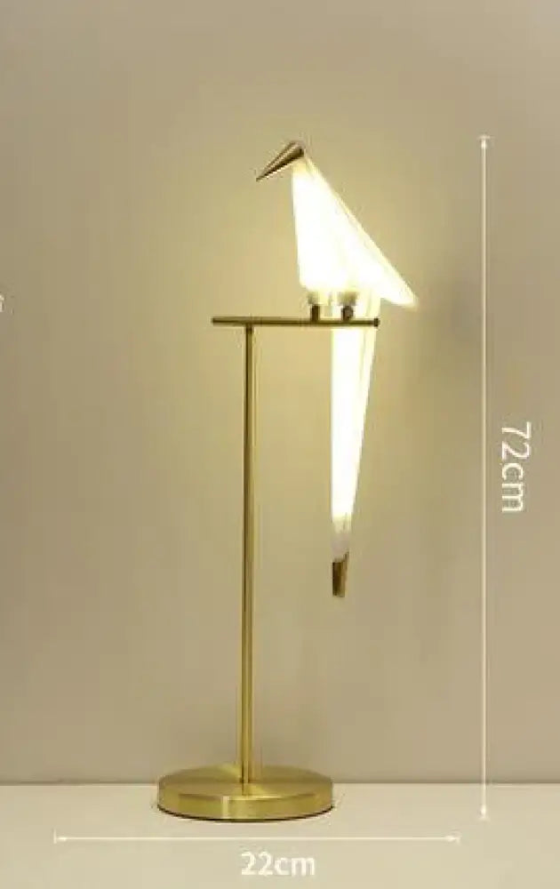 Lámpara de pie de pájaro nórdico, creativas lámparas de pie acrílicas de mil grullas de papel para sala de estar, dormitorio, decoración del hogar, lámpara de pie dorada