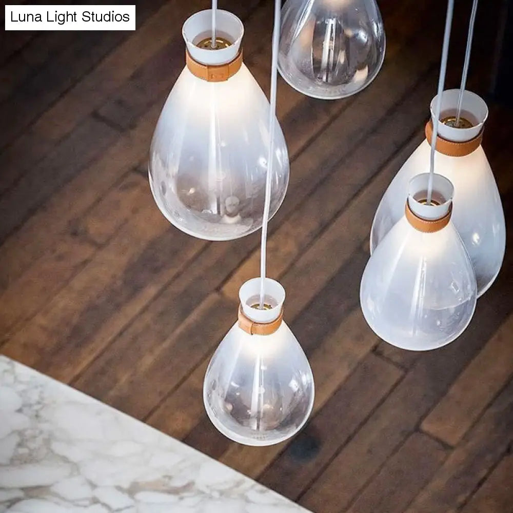 Lampada a sospensione moderna a sospensione a goccia con tracolla in pelle per cucina, camera da letto, sala da pranzo