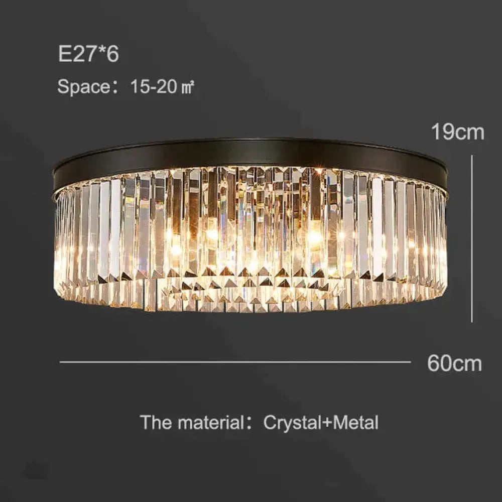 Nowoczesna kryształowa lampa sufitowa Living Crystal lampa sufitowa sypialnia klasyczne okrągłe lampy sufitowe czarna podstawa oprawy Led jadalnia