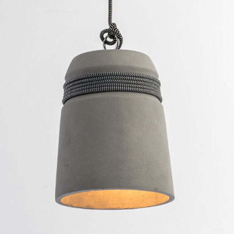 Lampada a sospensione con finitura in cemento stile industriale nero/grigio/beige con corda
