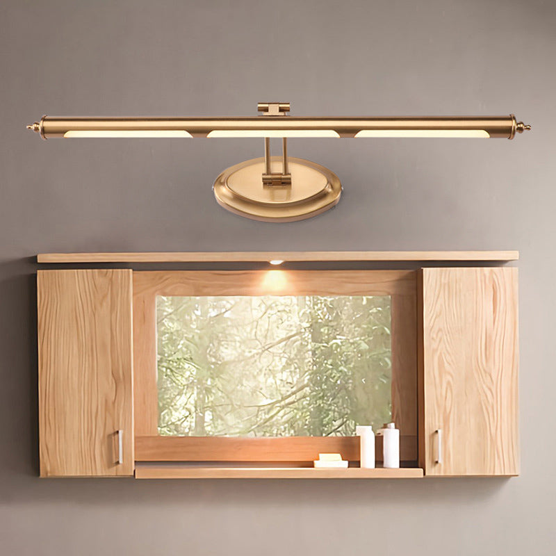 Lámpara LED metálica moderna para espejo de tocador para baño, aplique dorado (18