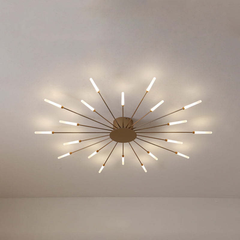 Lámpara de techo contemporánea negra/dorada con LED acrílico para dormitorio - Montaje semiempotrado (12/18/28 luces)