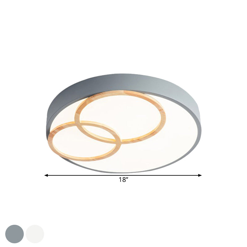 Nordic Flush Ceiling Light | Grey/White Rounded | 14