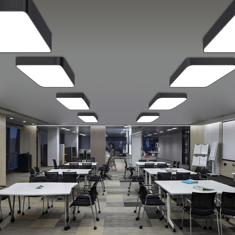 Stijlvolle kantoorverlichting: Nordic Black Square LED-plafondlamp met metalen inbouwmontage