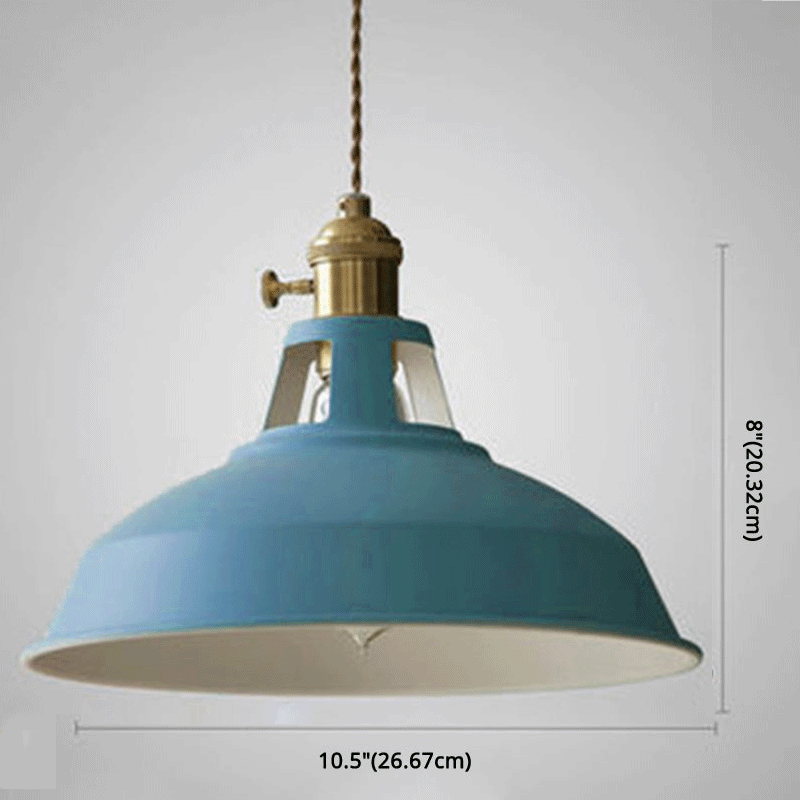 Illuminazione a sospensione a 1 luce in metallo con paralume industriale Macarons per ristorante