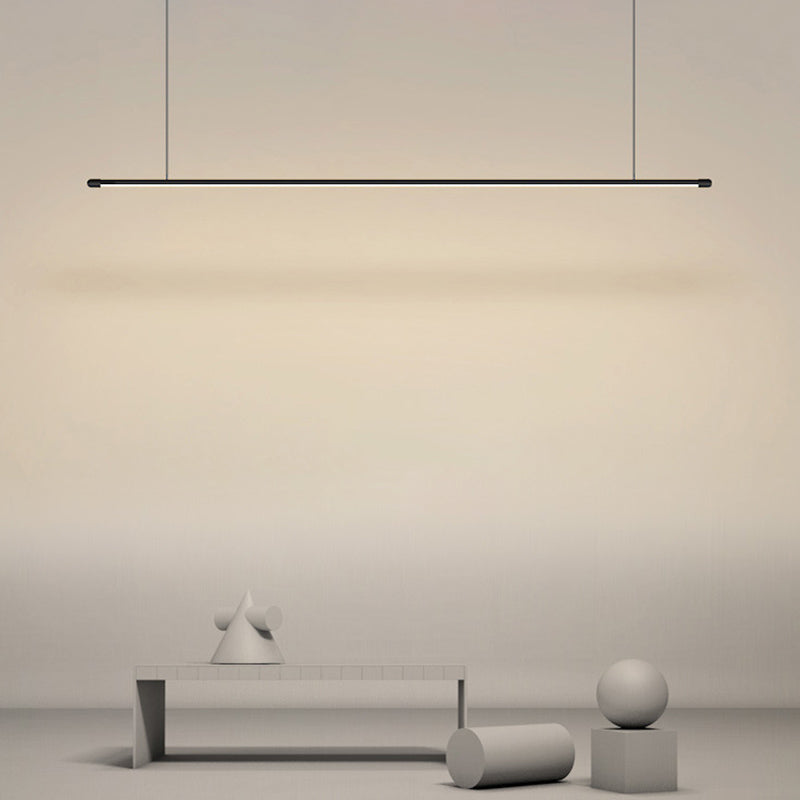 Schlanke LED-Hängelampe für Küchen-Barinsel – minimalistisches dünnes Stabdesign, Metallkonstruktion, schwarze Oberfläche